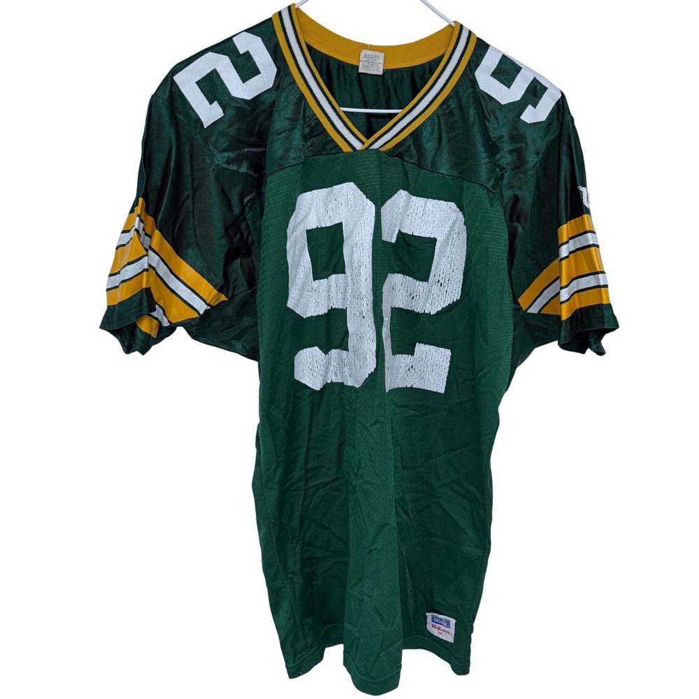 Vintage Wilson‎ Green Bay Packers Football Jersey #92 Medium Reggie White Green